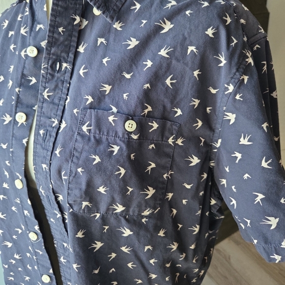 M Michael Bastian Men's Navy Blue Bird Print Shirt - Picture 2 of 7